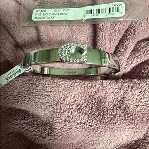 Coach Silver Pavé 'C' Hinged Bangle Bracelet